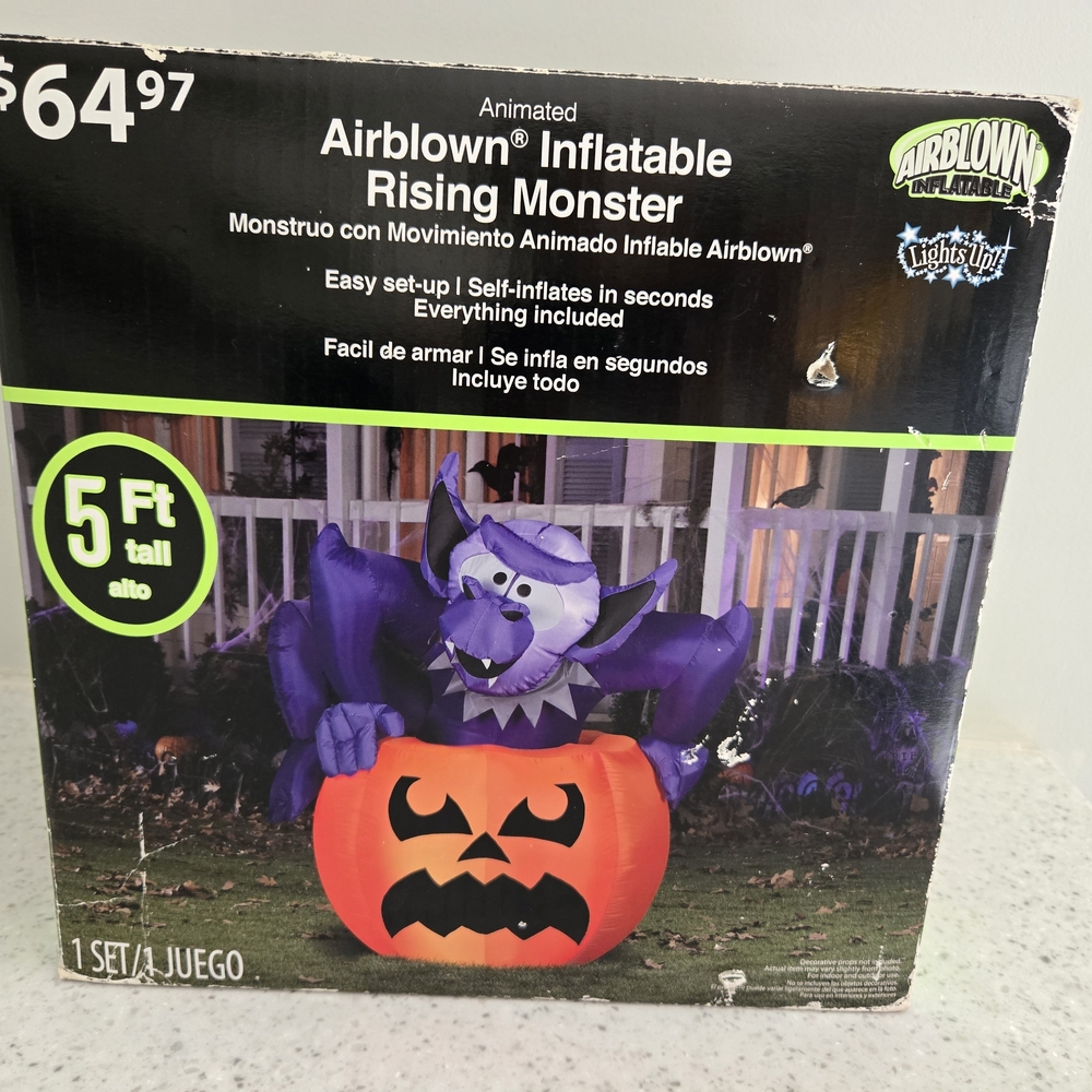 Inflatable Rising Monster with Pumpkin - Purple and Orange